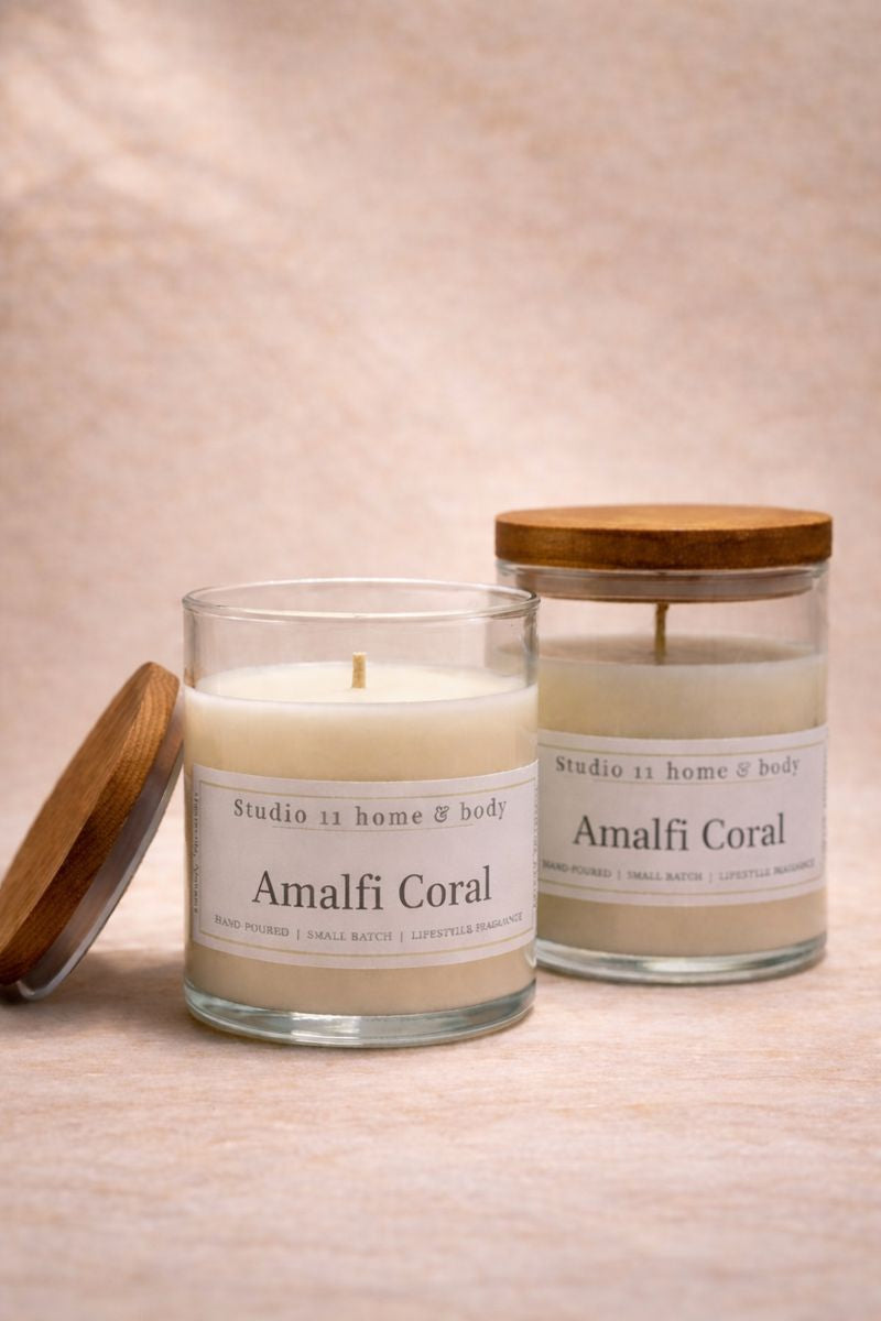 Amalfi Coral Candle

Mineral • Coastal • Refined

Amalfi Coral is a sophisticated, coastal-inspired candle that blends deep marine minerals with earthy moss and smooth woods. Fresh ocean air notes open the scent, followed by a grounded heart that feels clean, modern, and quietly sensual. The finish is warm and balanced, evoking sun-warmed stone, sea spray, and understated luxury.

Hand-poured in small batches using 100% soy wax and clean, non-toxic fragrance oils, Amalfi Coral offers a slow, even burns.