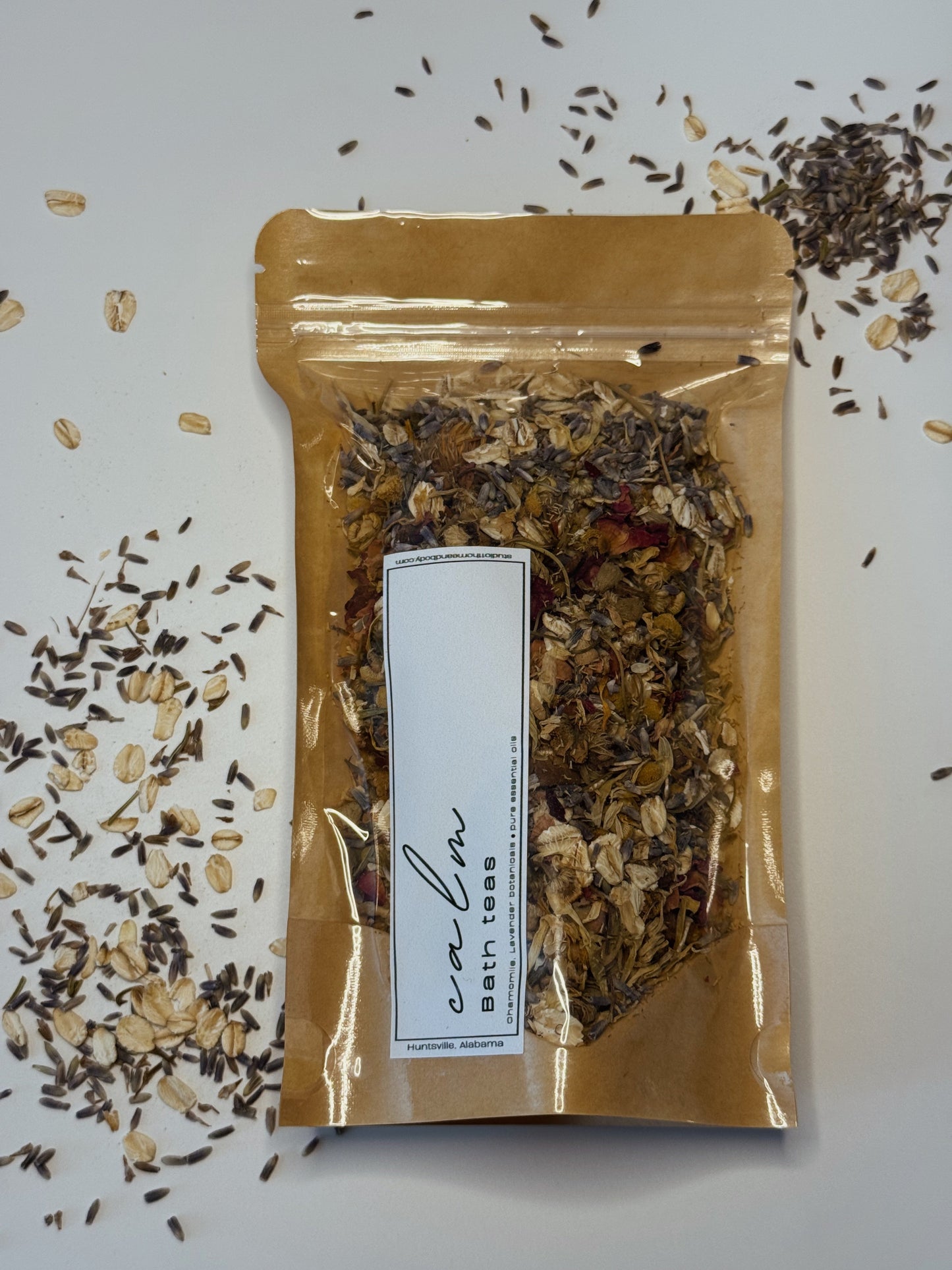 A soothing lavender-chamomile bathe tea designed to quiet the mind, soften the skin, and create a deeply calming evening routine.