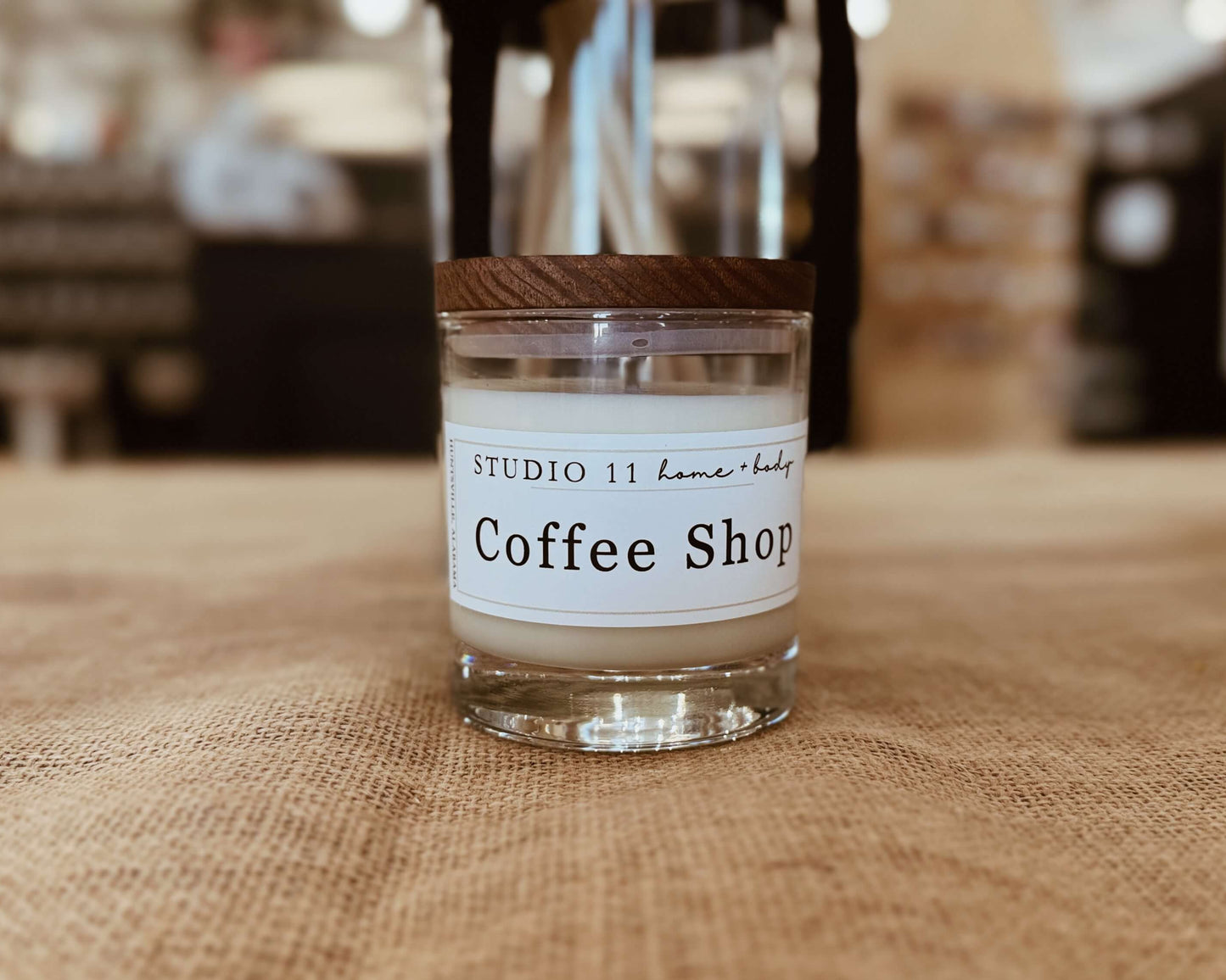 Coffee-inspired soy candle handcrafted by Studio 11 Home and Body in Huntsville AL, perfect for coffee lovers