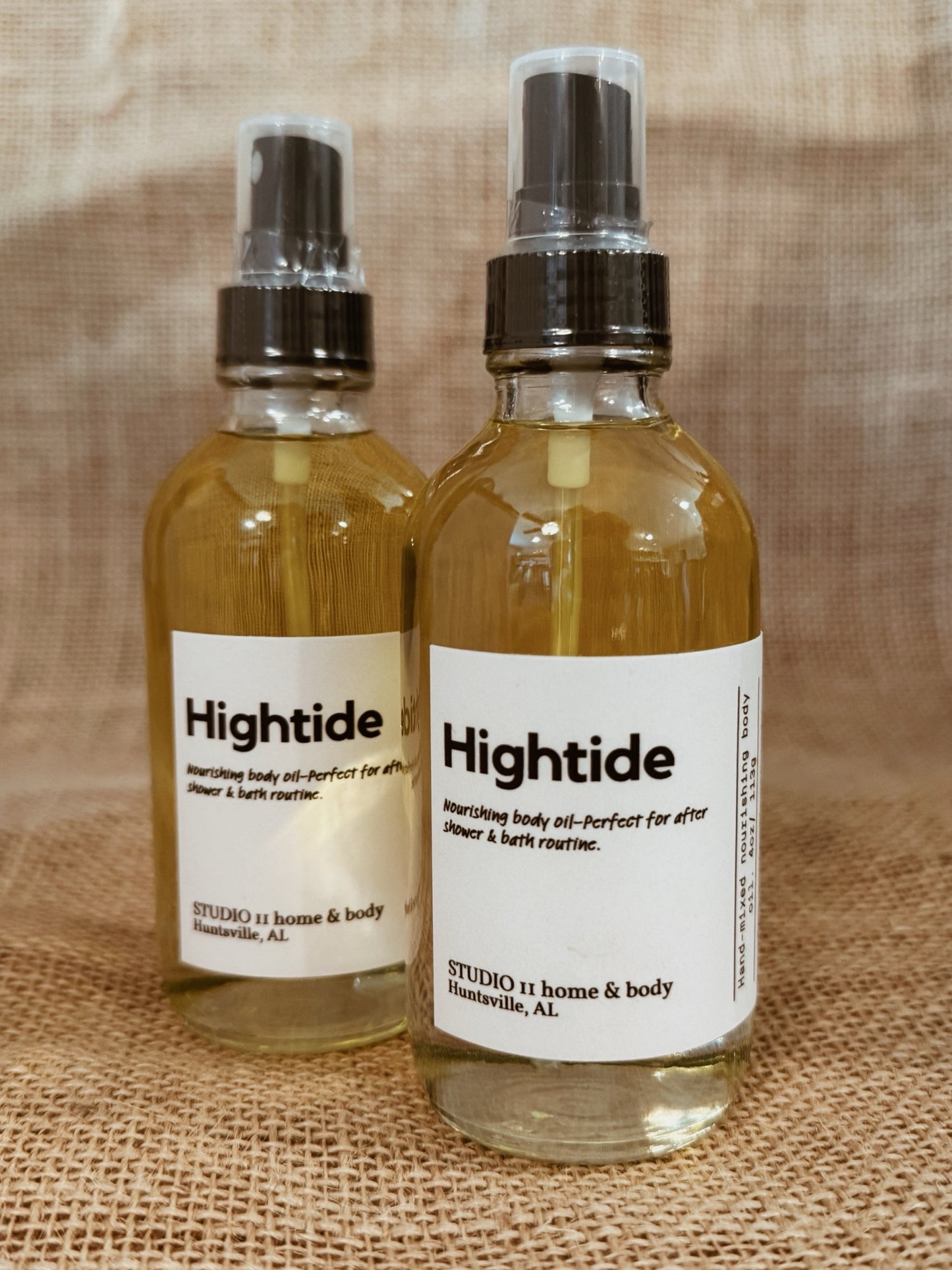 High Tide • Nourishing Body Oil
Sunlit skin. Soft ocean air. Effortless radiance.
A breath of the coast—High Tide opens with the crisp freshness of salty sea air, softened by airy eucalyptus and sun-warmed coconut. As it settles, delicate jasmine and soft coastal florals unfold, creating a smooth, understated elegance. 

The finish is grounding and serene—subtle vetiver and sheer woods lingering on the skin like warm sand after the tide recedes.
Fresh. Airy. 