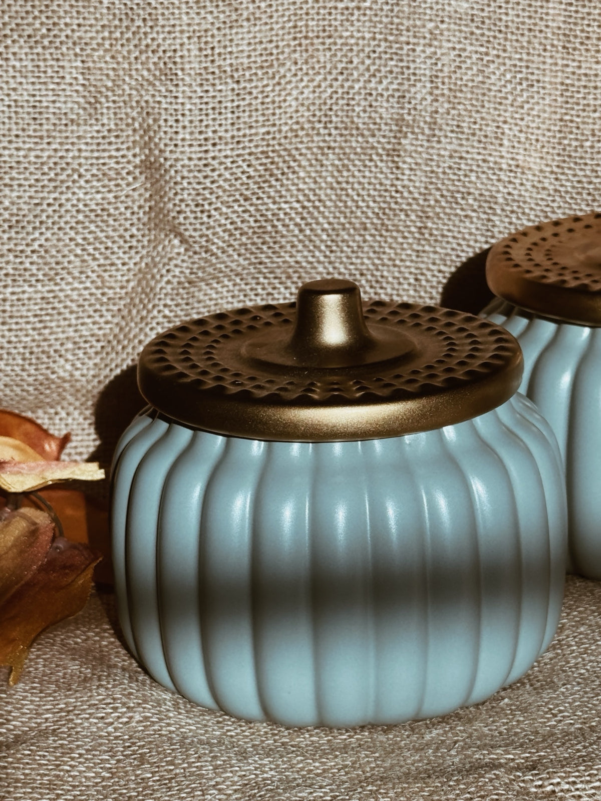Ceramic decorative pumpkin | Heirloom Blue | Pumpkin soufflé fragrance