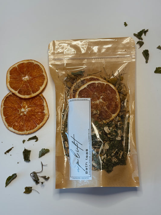 A refreshing citrus-mint bathe tea designed to awaken the senses, soften skin, and transform your soak into an energizing self-care routine.