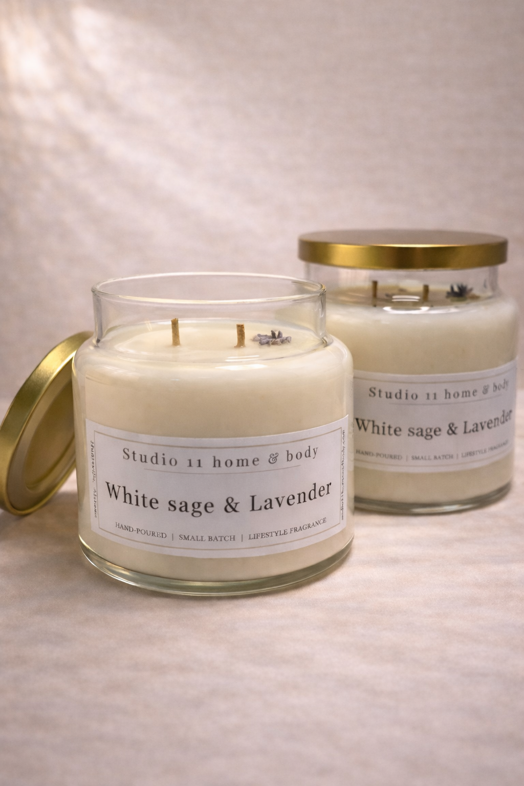 White Sage Lavender Candle

Calming • Herbal • Grounded

White Sage Lavender is a clean, soothing candle designed to restore balance and calm the space. Soft lavender blends seamlessly with earthy white sage and gentle herbal notes, creating a fragrance that feels fresh, centered, and quietly luxurious.

Hand-poured in small batches using 100% soy wax and clean, non-toxic fragrance oils, this candle delivers a smooth, even burn with a light yet lasting scent throw. Ideal for bedrooms, bathrooms, meditation 